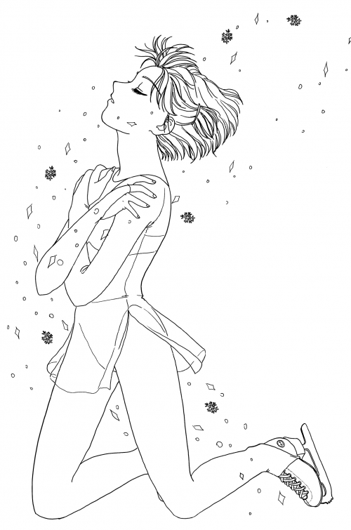 Girl is figure skating coloring page