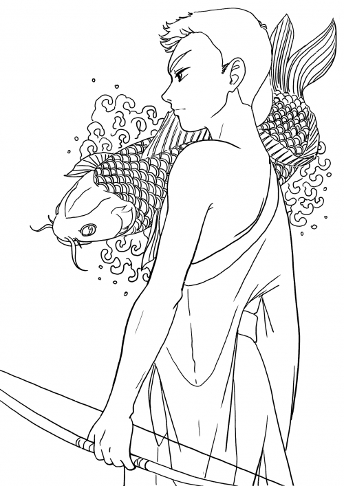 Warrior boy coloring page