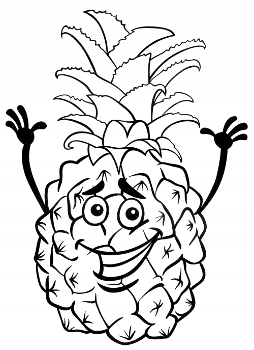 Happy pineapple coloring page