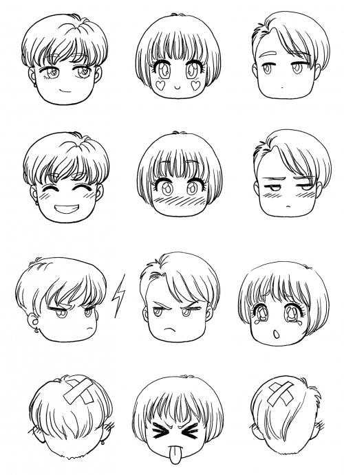 Different emotions coloring page