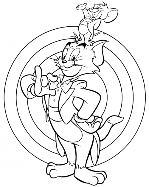 Tom & Jerry in siuts coloring page