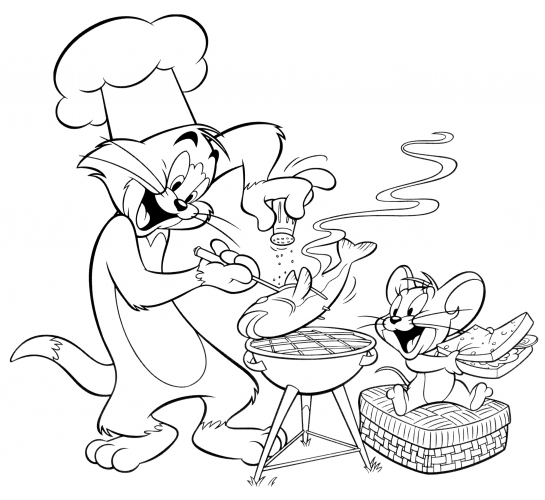 Tom & Jerry cooking coloring page