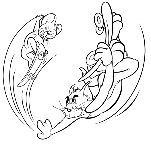 Tom & Jerry skating coloring page