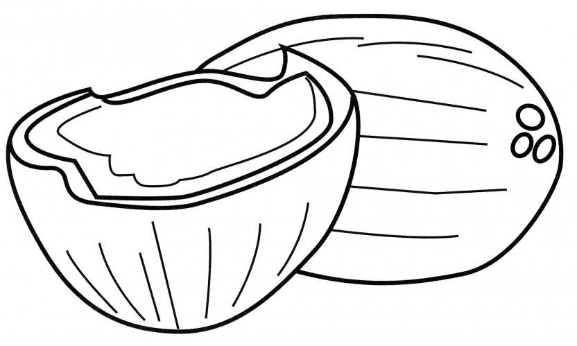 Open coconut coloring page