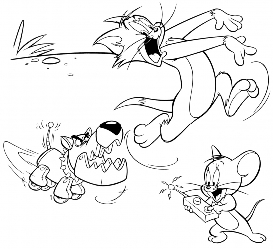 Frightened Tom & Jerry coloring page