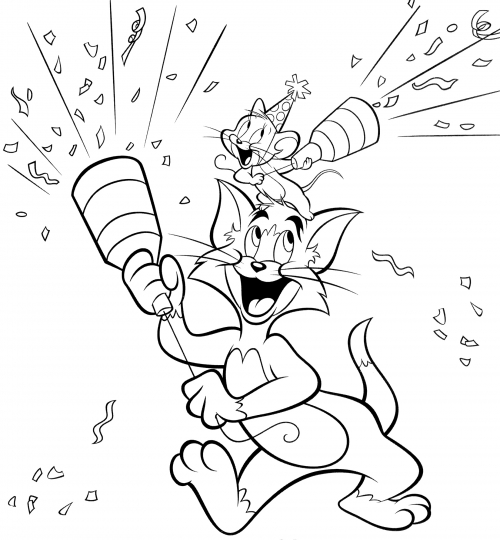 Joyful Tom & Jerry coloring page