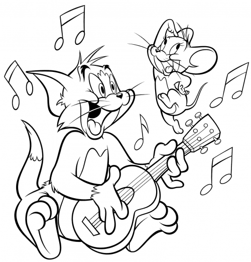 Tom and Jerry singing coloring page