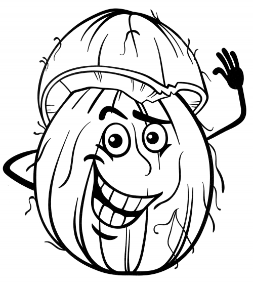 Friendly coconut coloring page