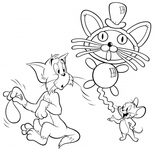 Tom and Jerry with balloons coloring page