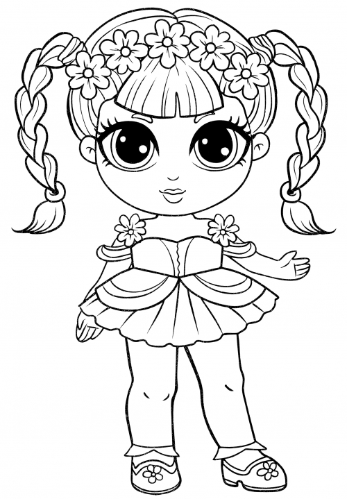 Girl with two braids coloring page