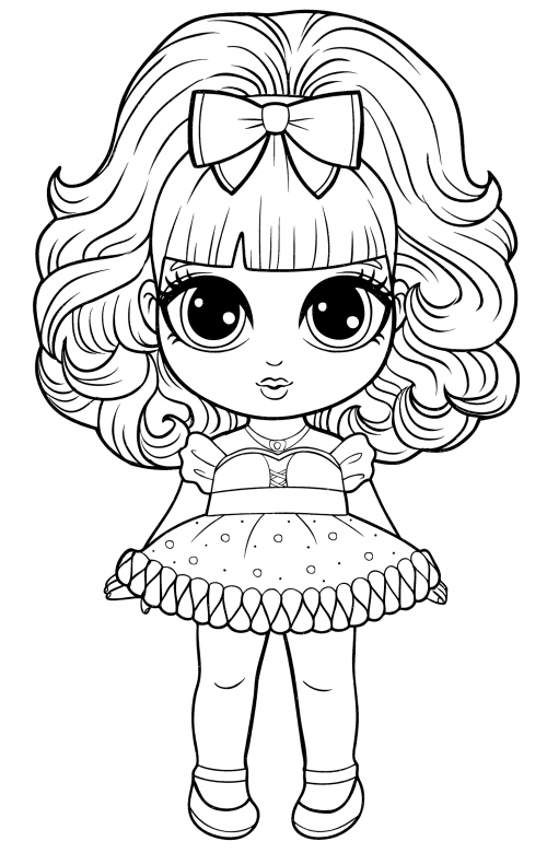 Girl with a ponytail coloring page