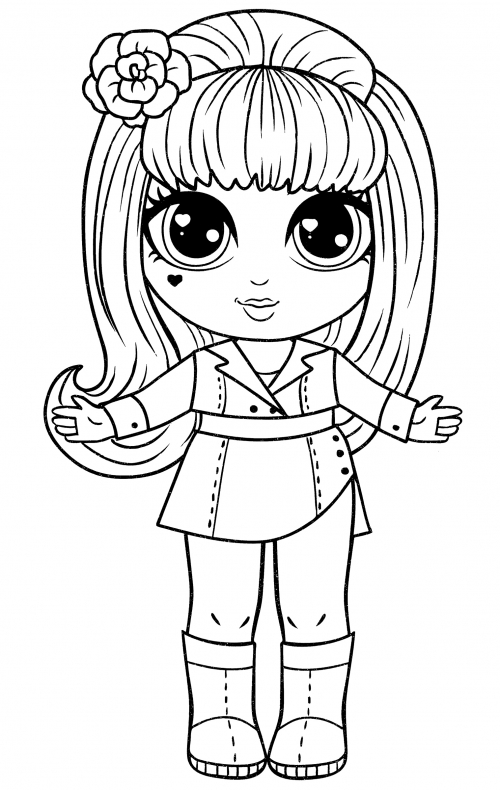 Cute girl in a costume coloring page