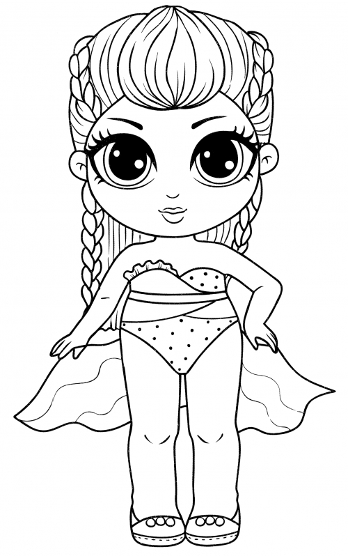 Little girl in a swimsuit coloring page