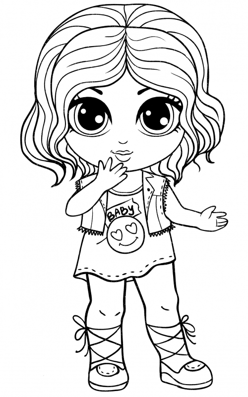 Shy little girl coloring page