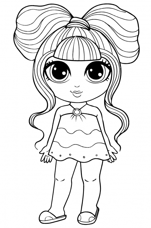 Girl in a mini dress coloring page