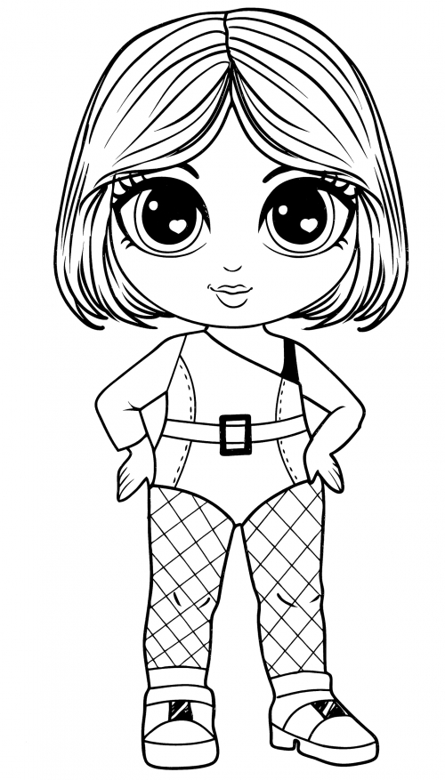 Girl with a bob coloring page