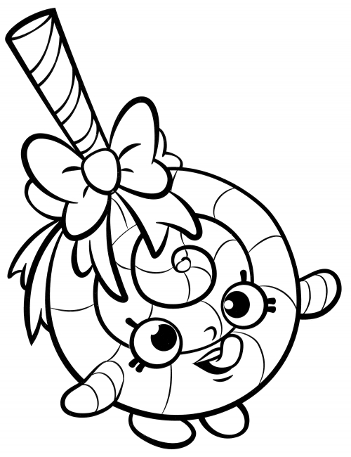 Lolli Poppins with a yellow bow coloring page