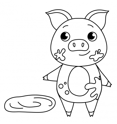 Dirty little piglet coloring page