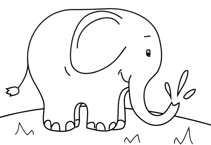 Elephant in the clearing coloring page