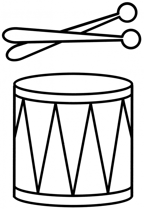 Drum and sticks coloring page