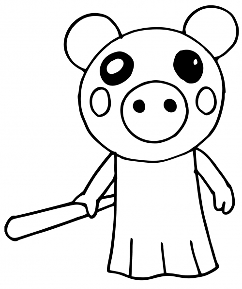 Piggy with a bat coloring page