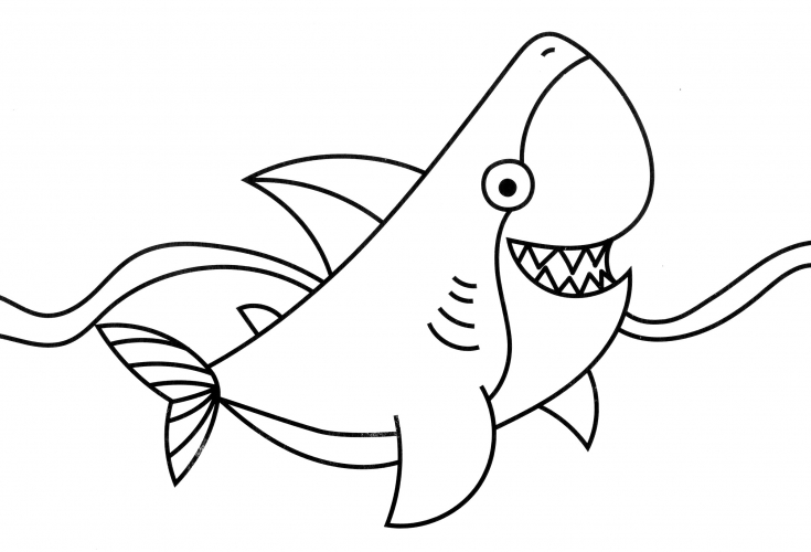 Funny shark coloring page