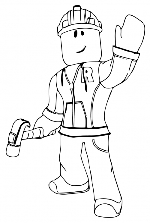 Builderman with a hammer coloring page