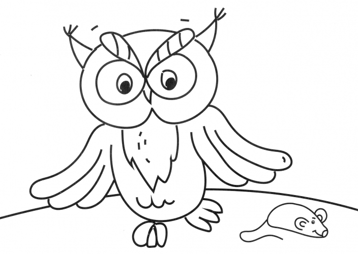 Owl and Mouse coloring page