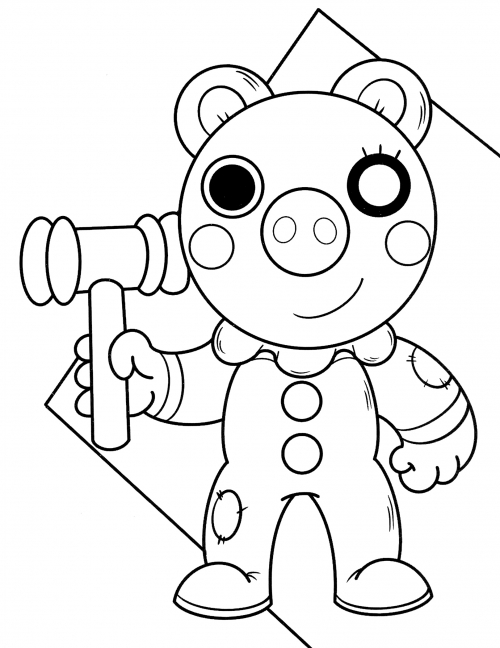 Piggy in a clown skin coloring page