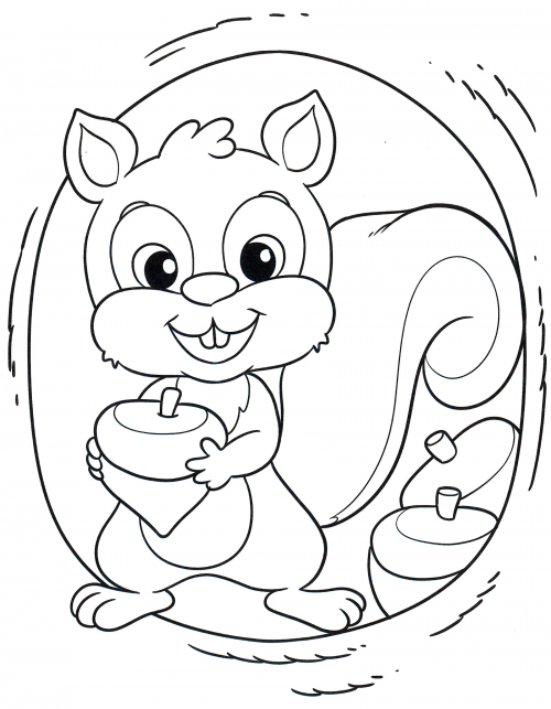 Squirrel in a hollow coloring page