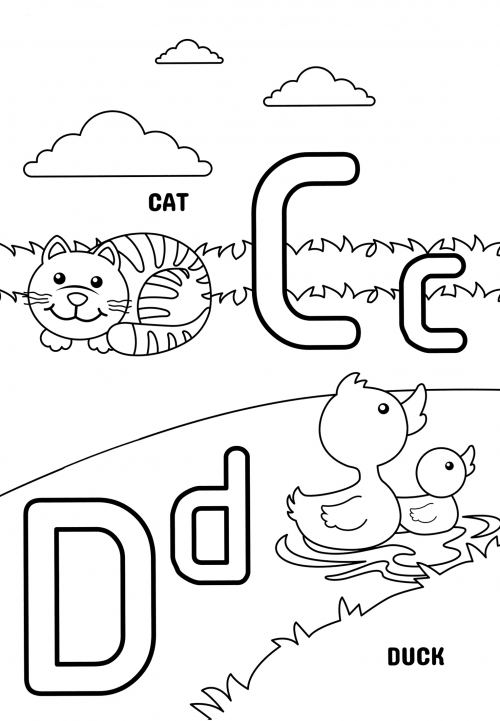 Letters C and D coloring page