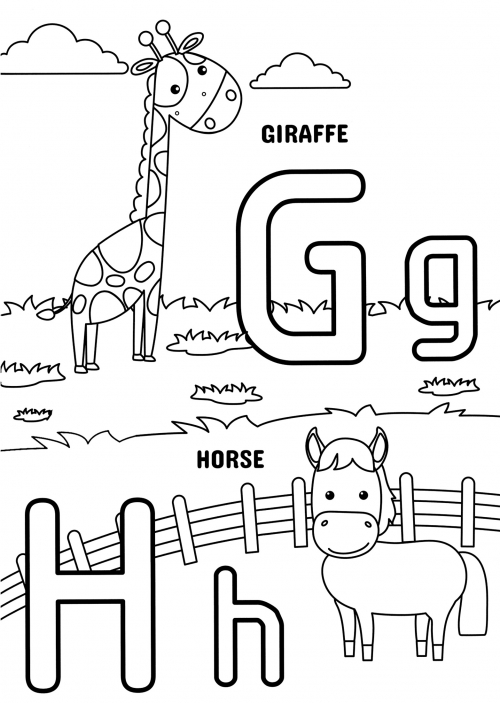 Letters G and H coloring page