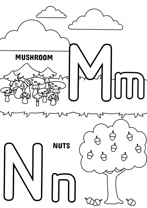 Letters M and N coloring page