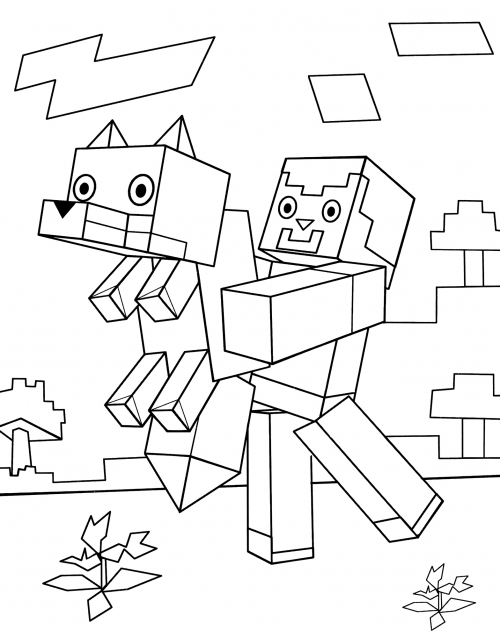 Steve's carrying a fox coloring page