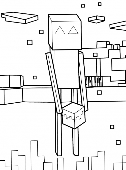 Enderman with Earth Block coloring page