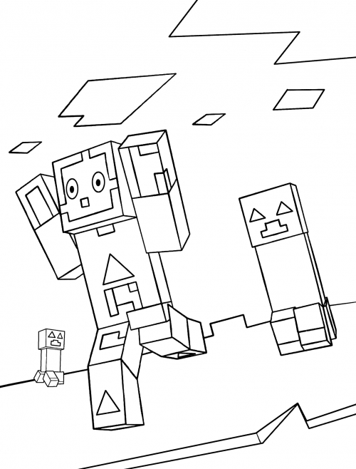 Steve's running away from the Creeper coloring page