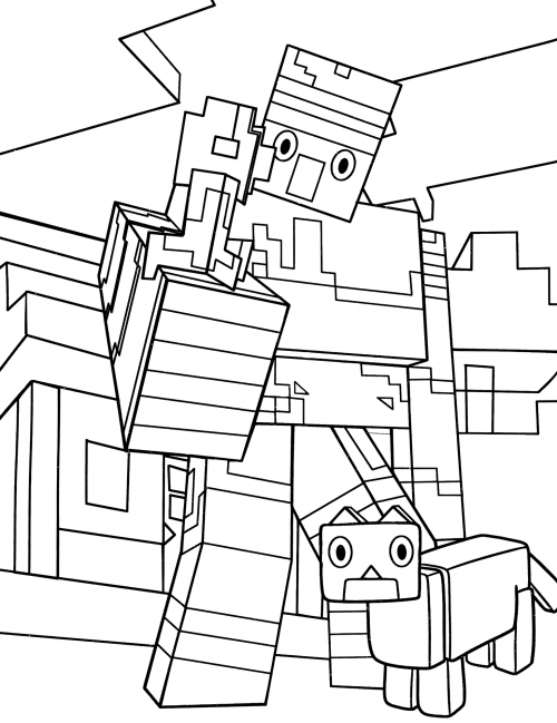Golem from Minecraft coloring page