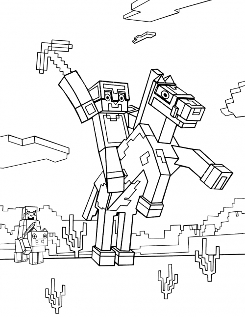 Steve in armour coloring page