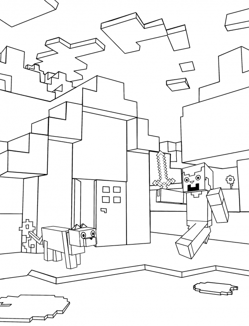Steve and kitty coloring page