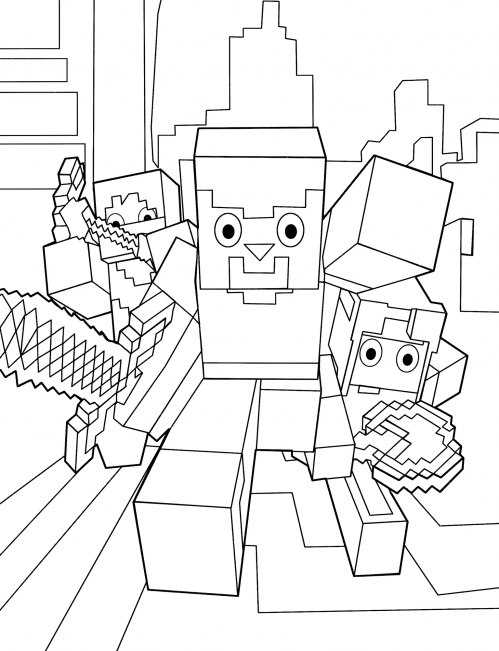 Steve and his friends coloring page