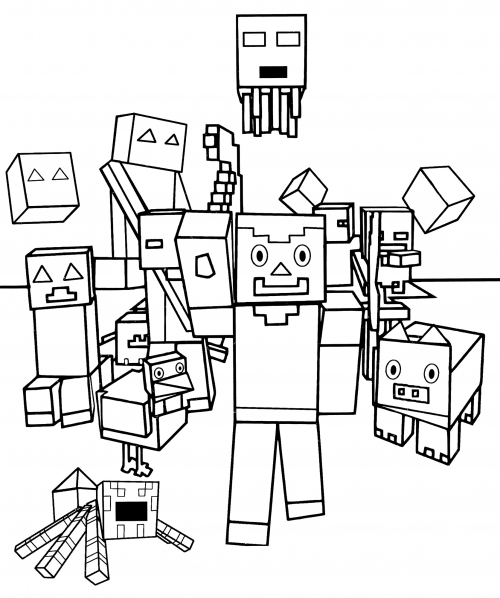 Heroes of Minecraft coloring page