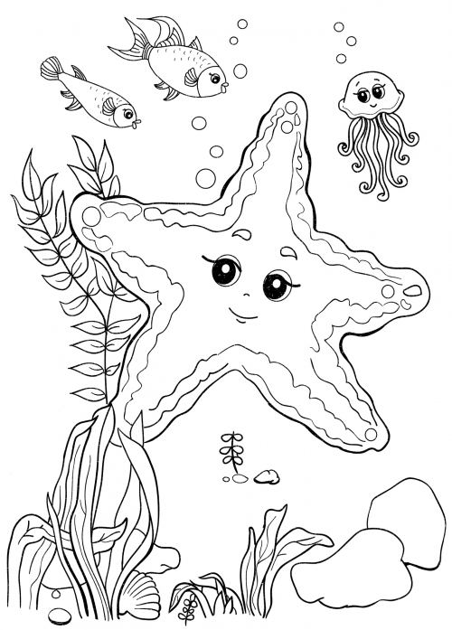 Beautiful starfish coloring page