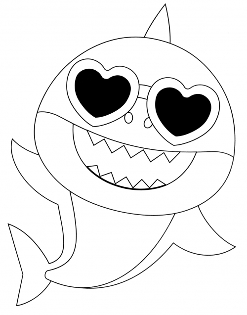 Mum shark with glasses coloring page