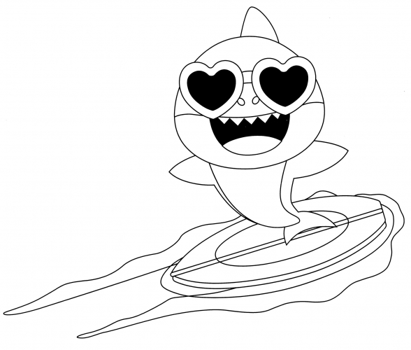 Shark on the board coloring page