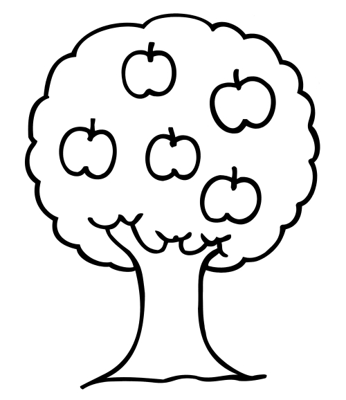 Tree with apples coloring page