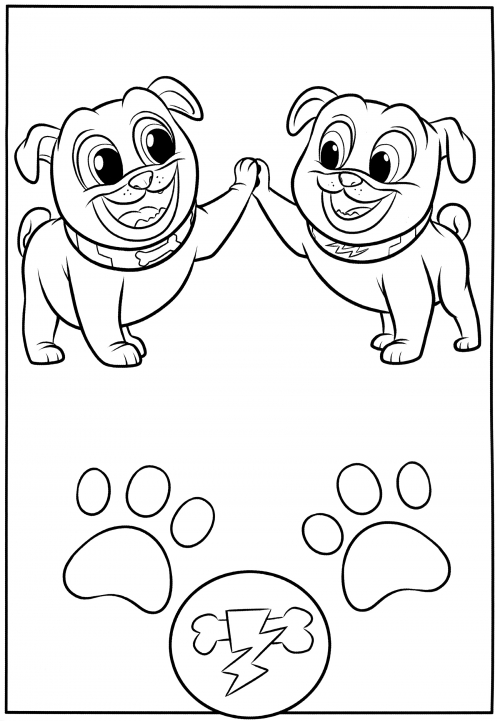 Friendly team of dogs coloring page
