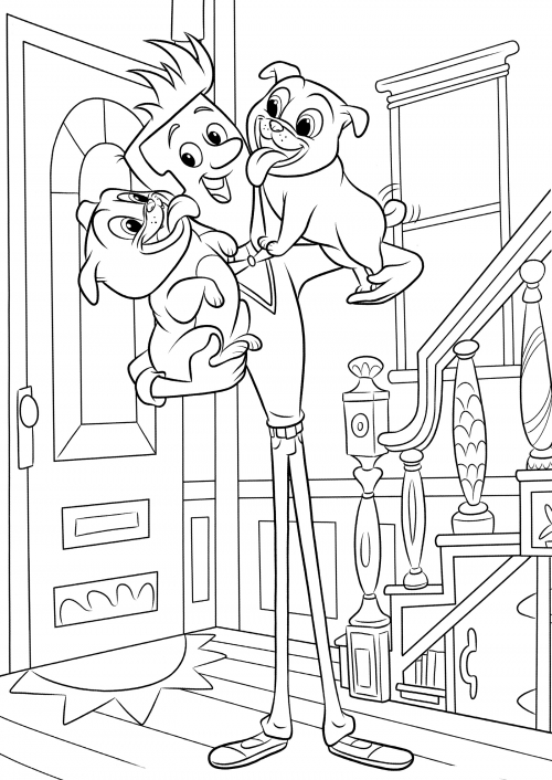 Bob with puppies coloring page