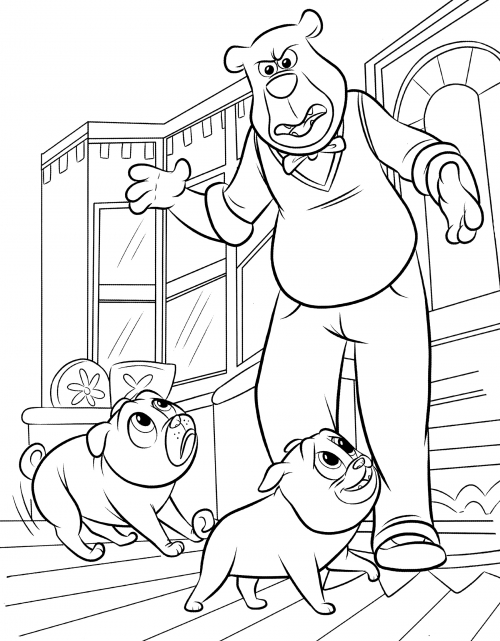 Scared puppies coloring page