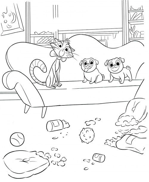 Puppies and Hissy coloring page