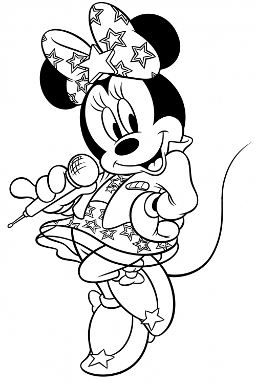 Singer Minnie Mouse coloring page